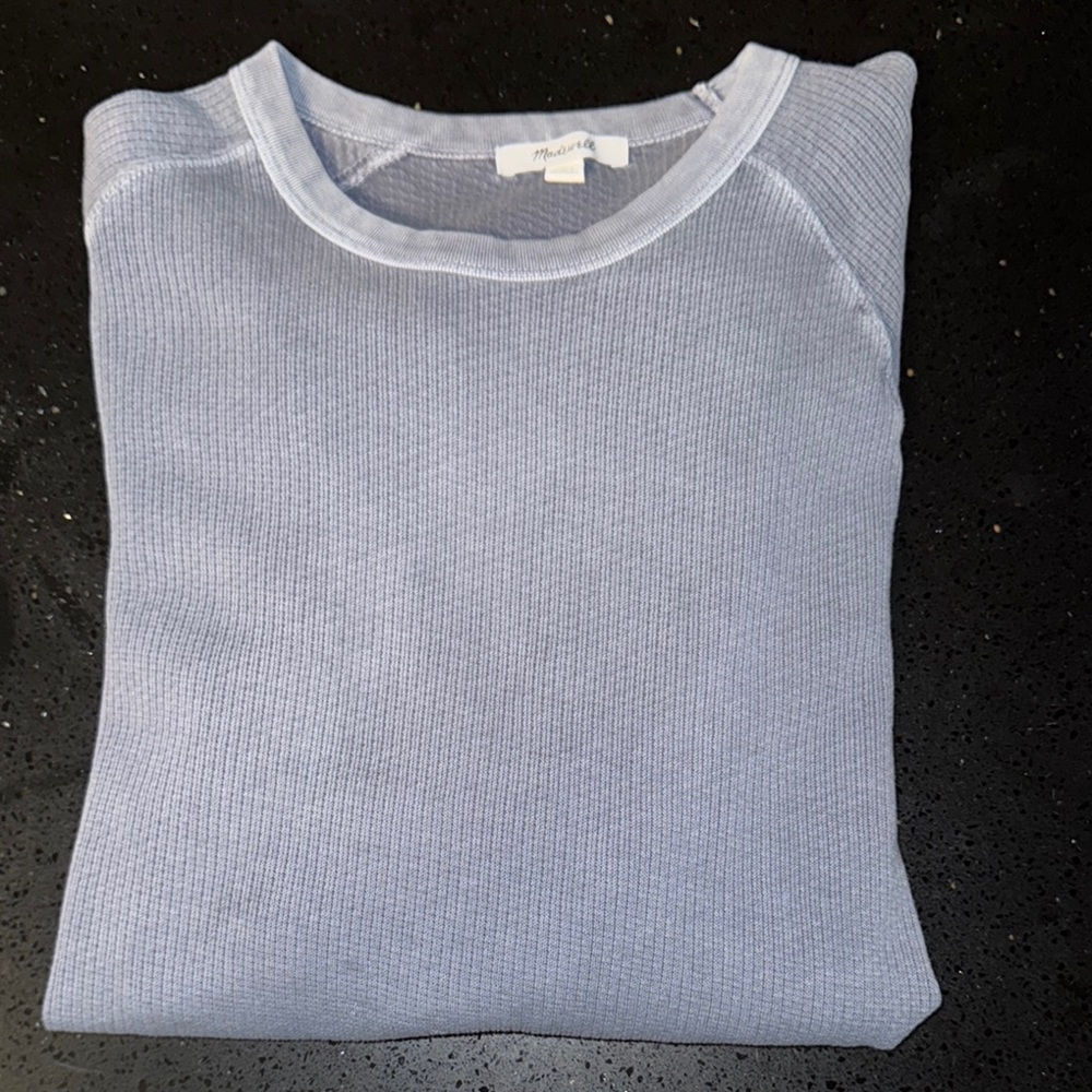 Madewell Blue Crewneck Sweater Classic Knit Design - Picture 2 of 5